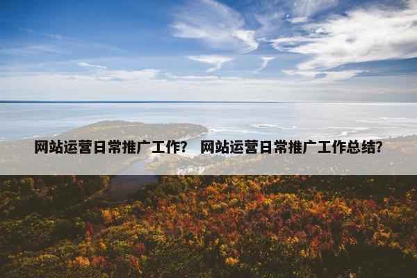 网站运营日常推广工作？ 网站运营日常推广工作总结？