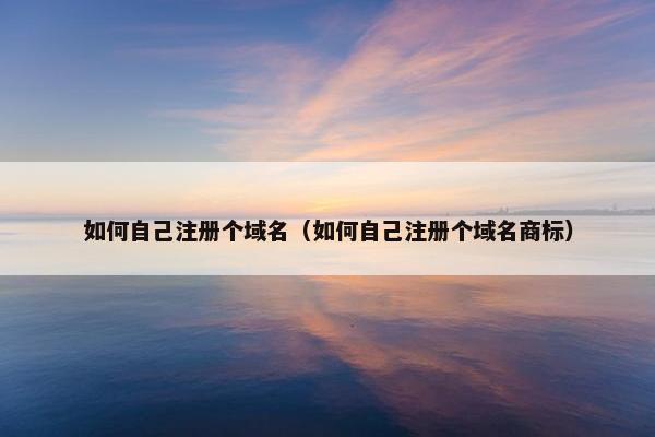 如何自己注册个域名（如何自己注册个域名商标）