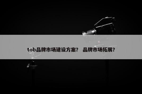tob品牌市场建设方案？ 品牌市场拓展？