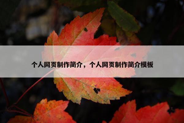 个人网页制作简介，个人网页制作简介模板