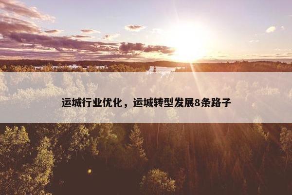 运城行业优化，运城转型发展8条路子
