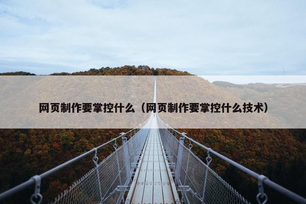 网页制作要掌控什么（网页制作要掌控什么技术）