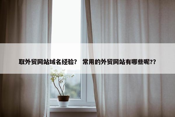 取外贸网站域名经验？ 常用的外贸网站有哪些呢?？