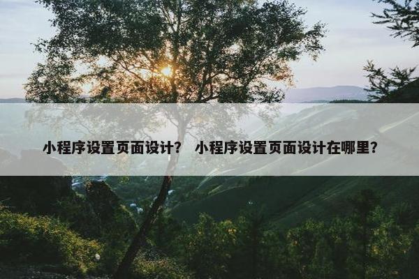 小程序设置页面设计？ 小程序设置页面设计在哪里？