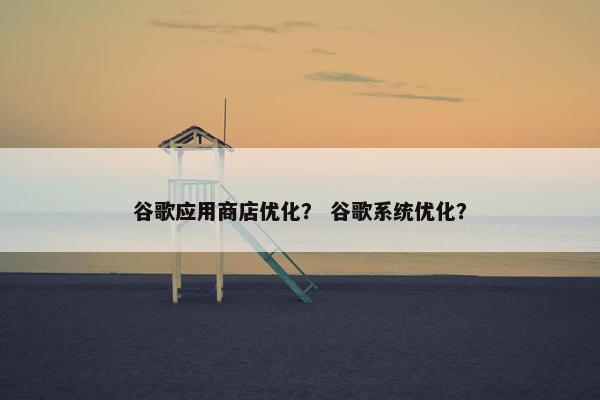 谷歌应用商店优化？ 谷歌系统优化？