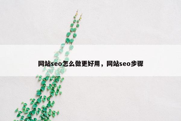 网站seo怎么做更好用，网站seo步骤
