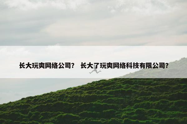 长大玩爽网络公司？ 长大了玩爽网络科技有限公司？