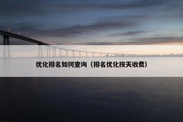 优化排名如何查询（排名优化按天收费）