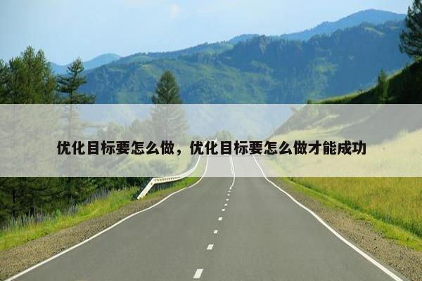优化目标要怎么做，优化目标要怎么做才能成功