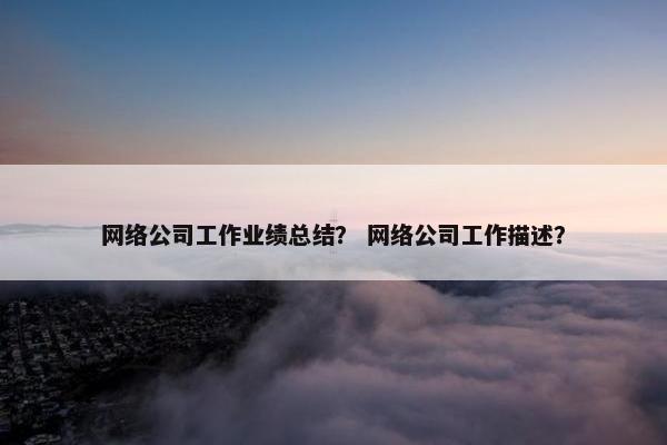 网络公司工作业绩总结？ 网络公司工作描述？