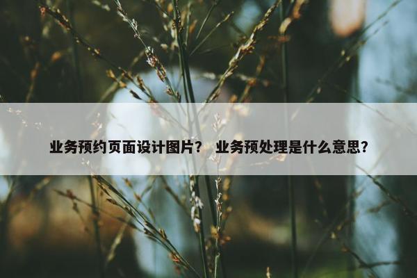 业务预约页面设计图片？ 业务预处理是什么意思？