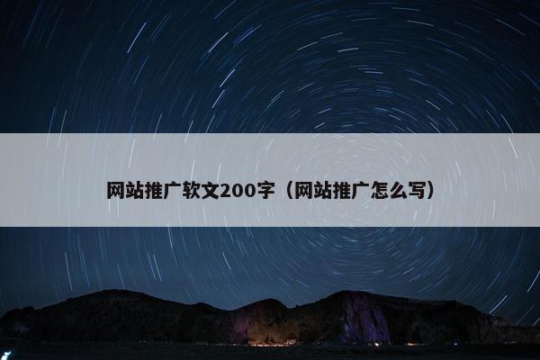 网站推广软文200字（网站推广怎么写）