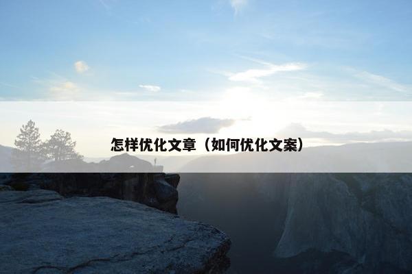 怎样优化文章（如何优化文案）