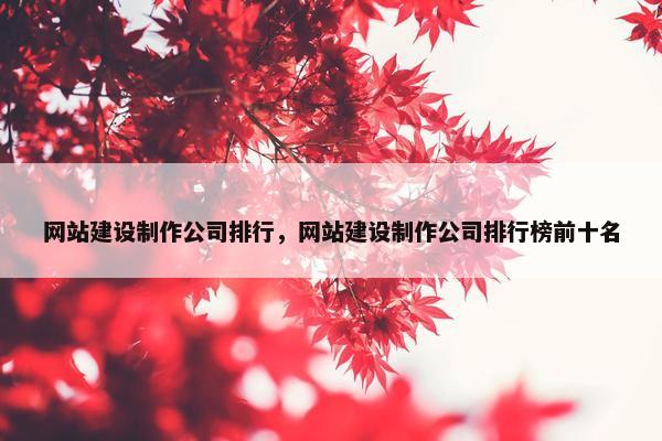 网站建设制作公司排行，网站建设制作公司排行榜前十名