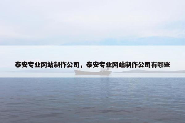 泰安专业网站制作公司，泰安专业网站制作公司有哪些