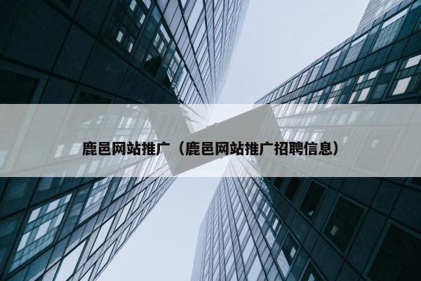 鹿邑网站推广（鹿邑网站推广招聘信息）