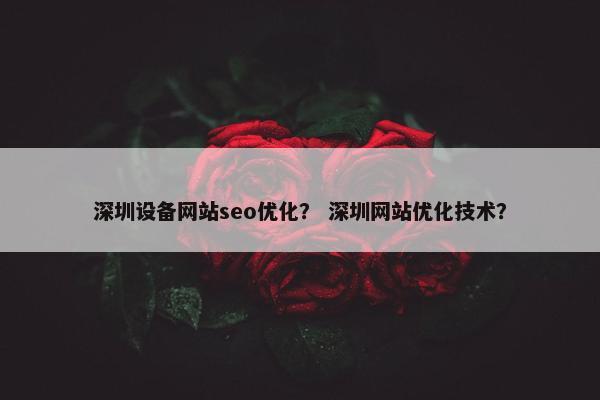 深圳设备网站seo优化？ 深圳网站优化技术？