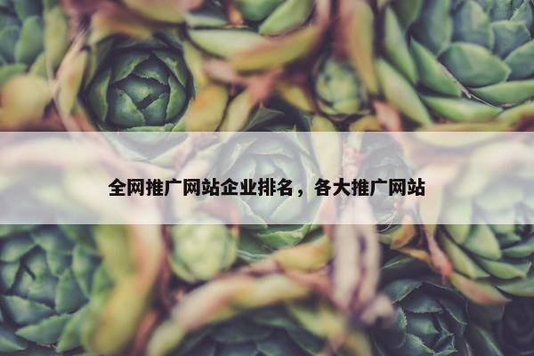全网推广网站企业排名，各大推广网站