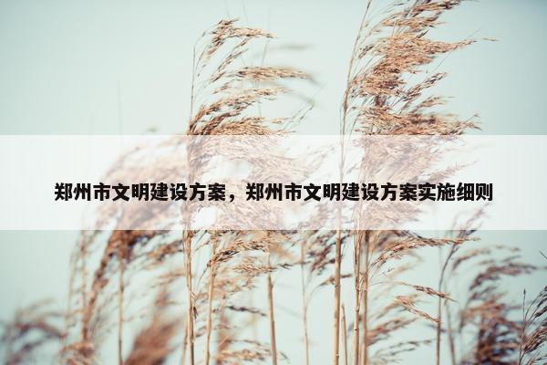 郑州市文明建设方案，郑州市文明建设方案实施细则