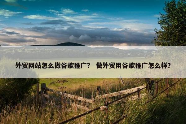 外贸网站怎么做谷歌推广？ 做外贸用谷歌推广怎么样？