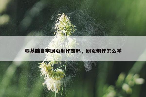 零基础自学网页制作难吗，网页制作怎么学