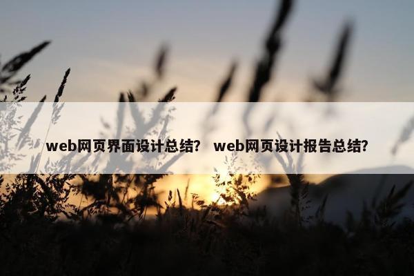 web网页界面设计总结？ web网页设计报告总结？