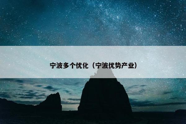 宁波多个优化（宁波优势产业）